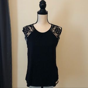 H&M black sleeveless lace tank -M